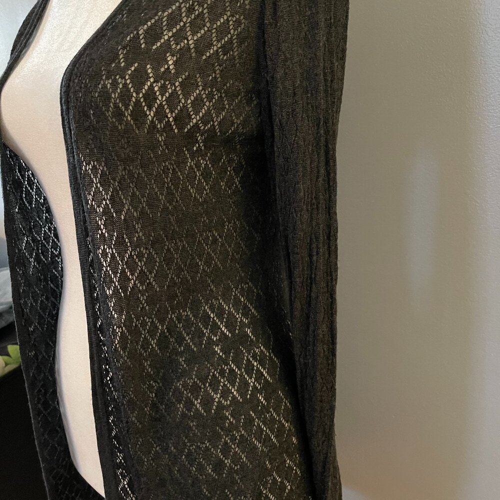 Belldini Dark Gray Lace Pattern Cardigan Size Medium